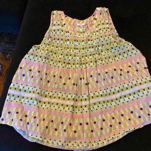 Sleeveless patterned pink/White/Green/Black lightweight peasant, style top